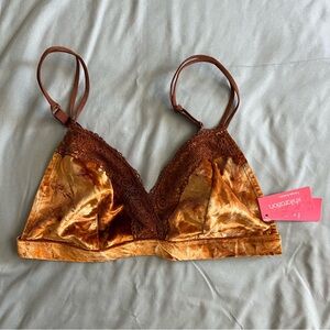 xhilaration rust lace-trimmed velour triangle bralette nwt